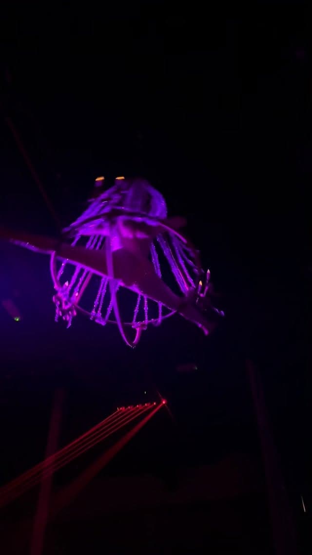 Stage performance with aerial silks